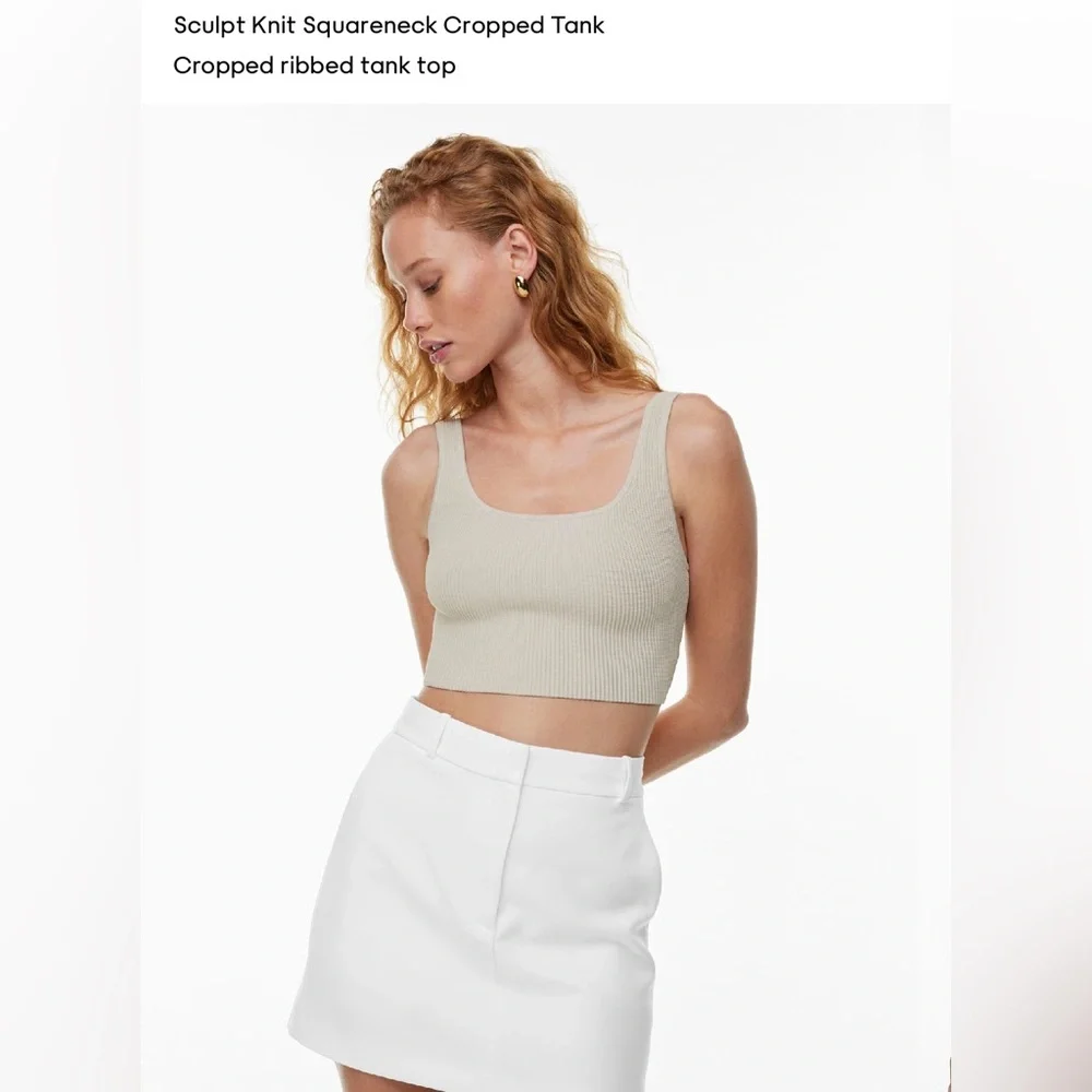 Aritzia Babaton Sculpt Knit Squareneck Cropped Tank 2 - Picture 2 of 8